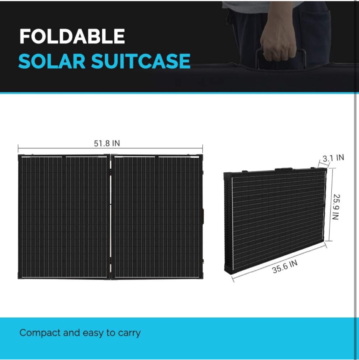 New Renogy 200W Portable Foldable Solar Panel Suitcase - photo 3