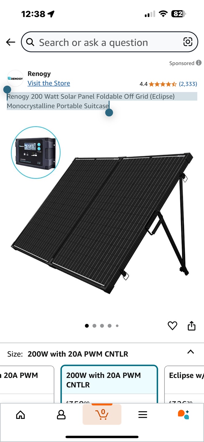 New Renogy 200W Portable Foldable Solar Panel Suitcase - photo 2