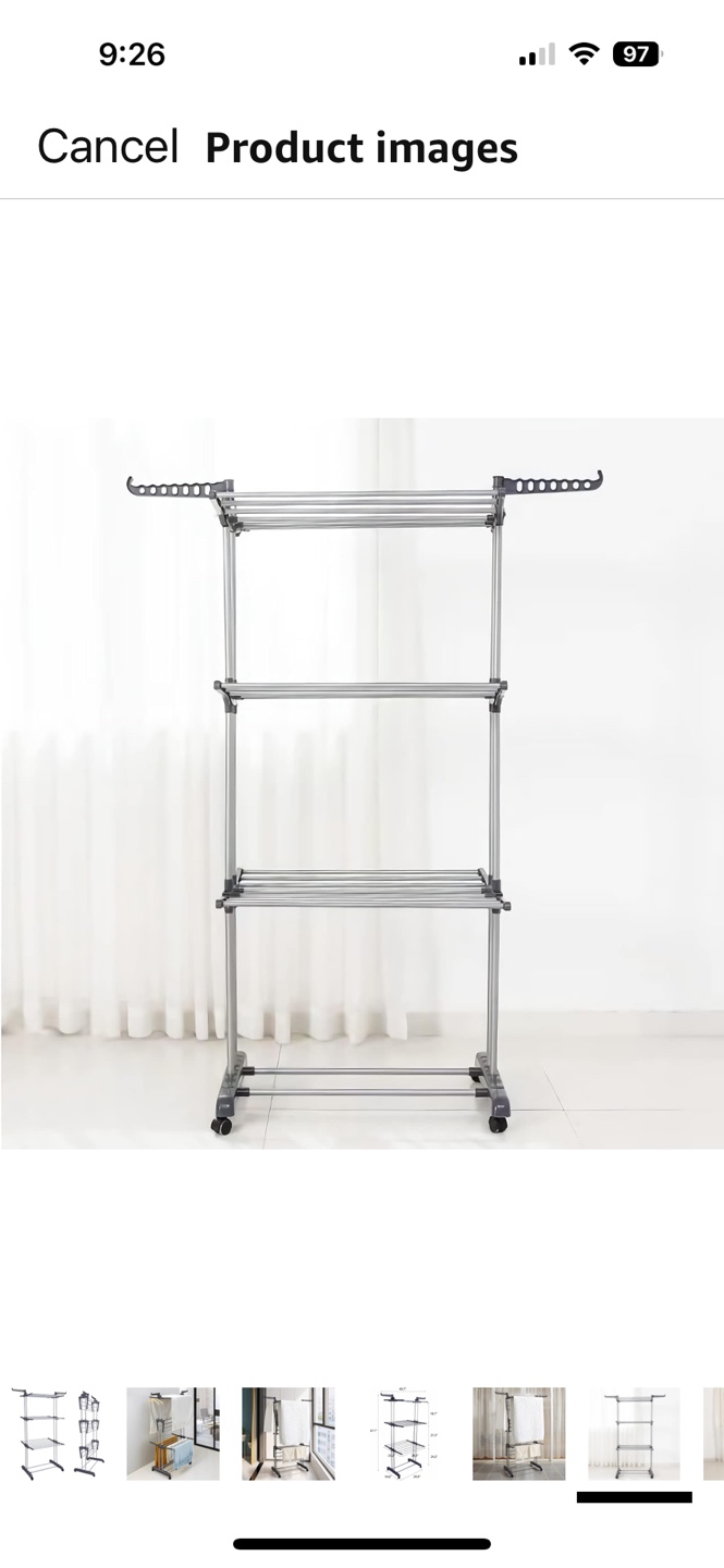 HOMIDEC 3-Tier Rolling Clothes Drying Rack - photo 5