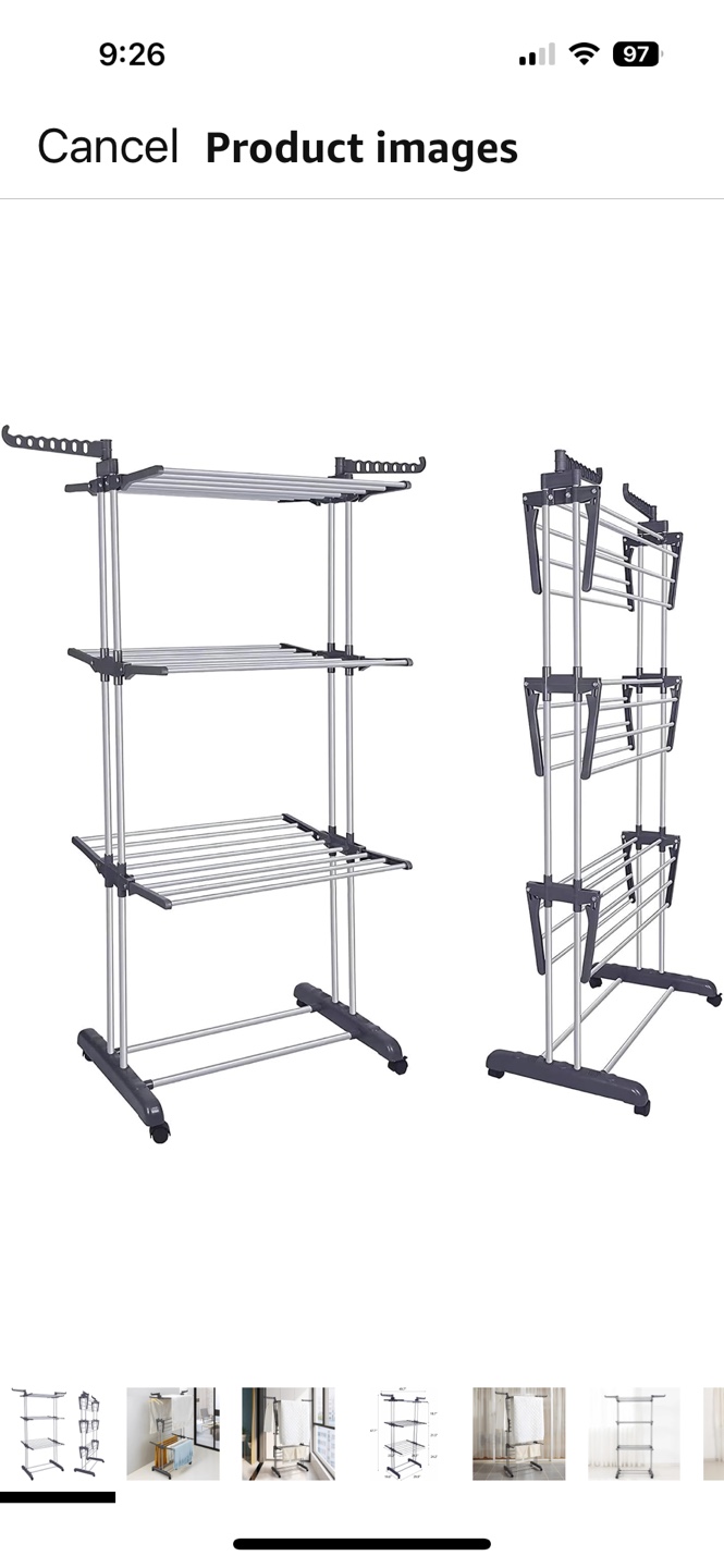 HOMIDEC 3-Tier Rolling Clothes Drying Rack - photo 4