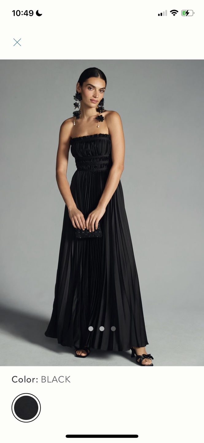 Anthropologie Black Pleated Maxi Dress Size 6 - photo 3