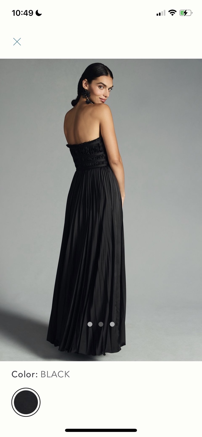 Anthropologie Black Pleated Maxi Dress Size 6 - photo 4