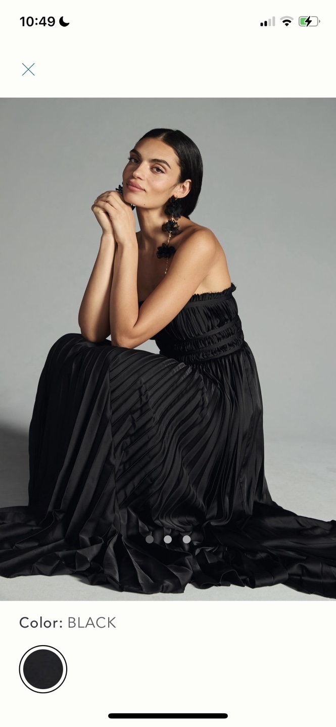 Anthropologie Black Pleated Maxi Dress Size 6 - photo 5