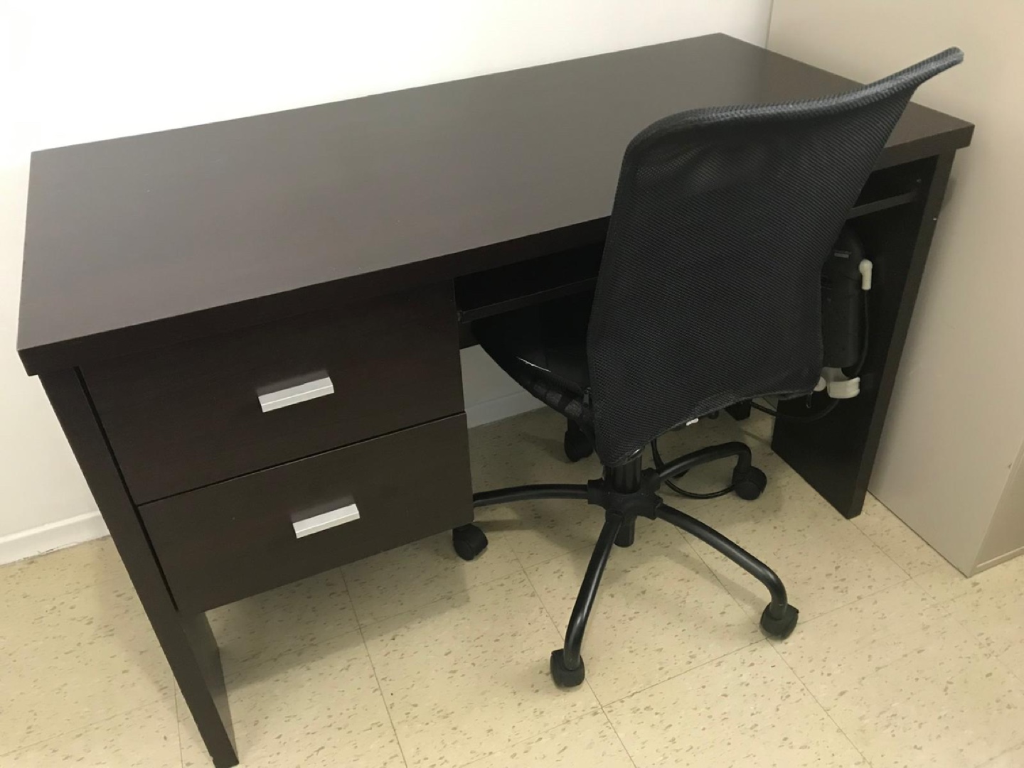 Dark Brown Computer Desk with Two Drawers