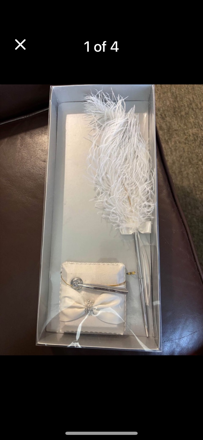 Wedding Guest Book Pen Set with Feather