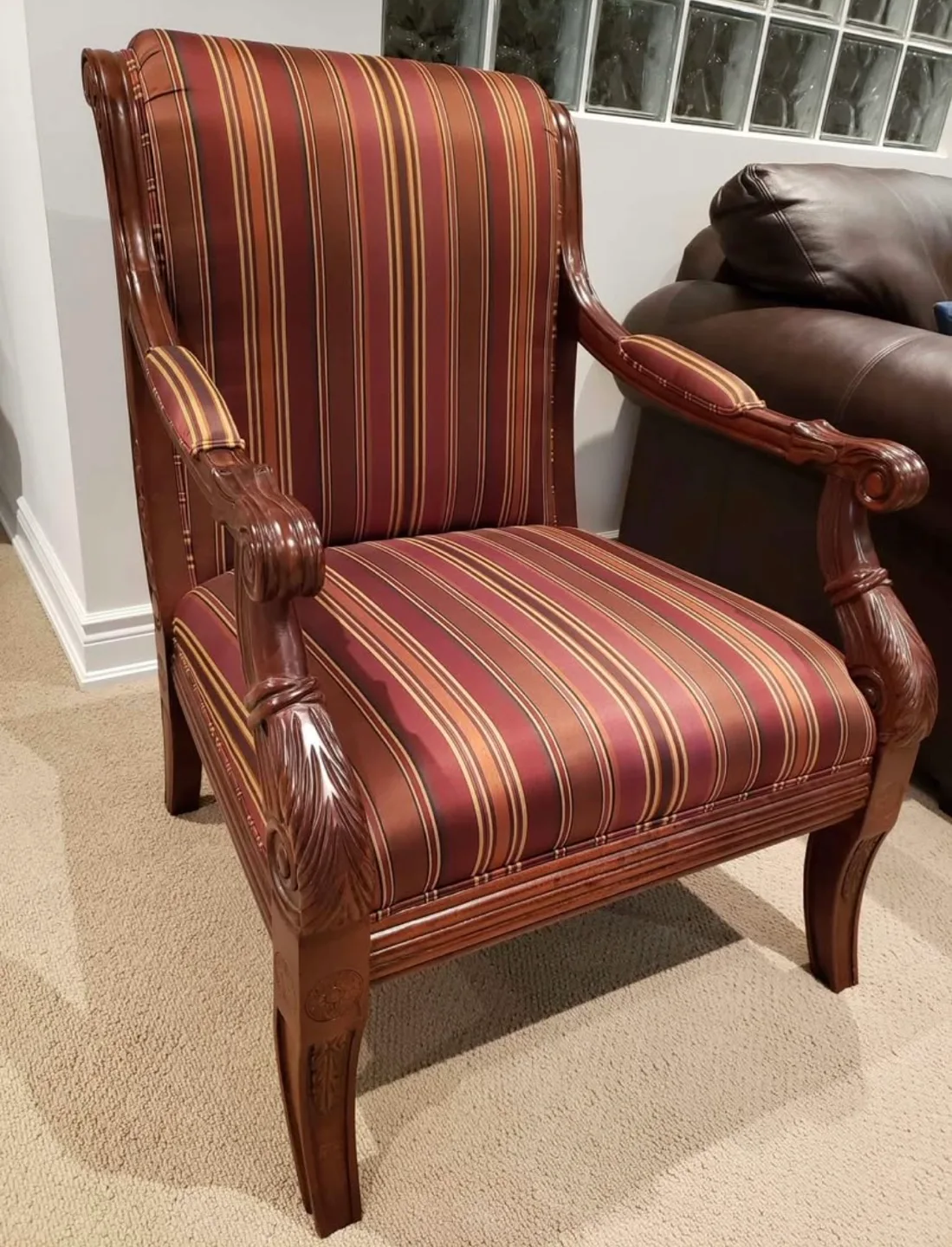 Elegant Striped Armchair thumbnail