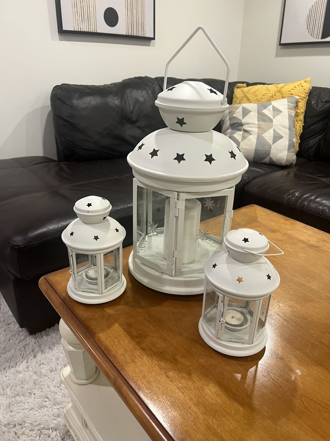 Set of 3 White Star Lanterns