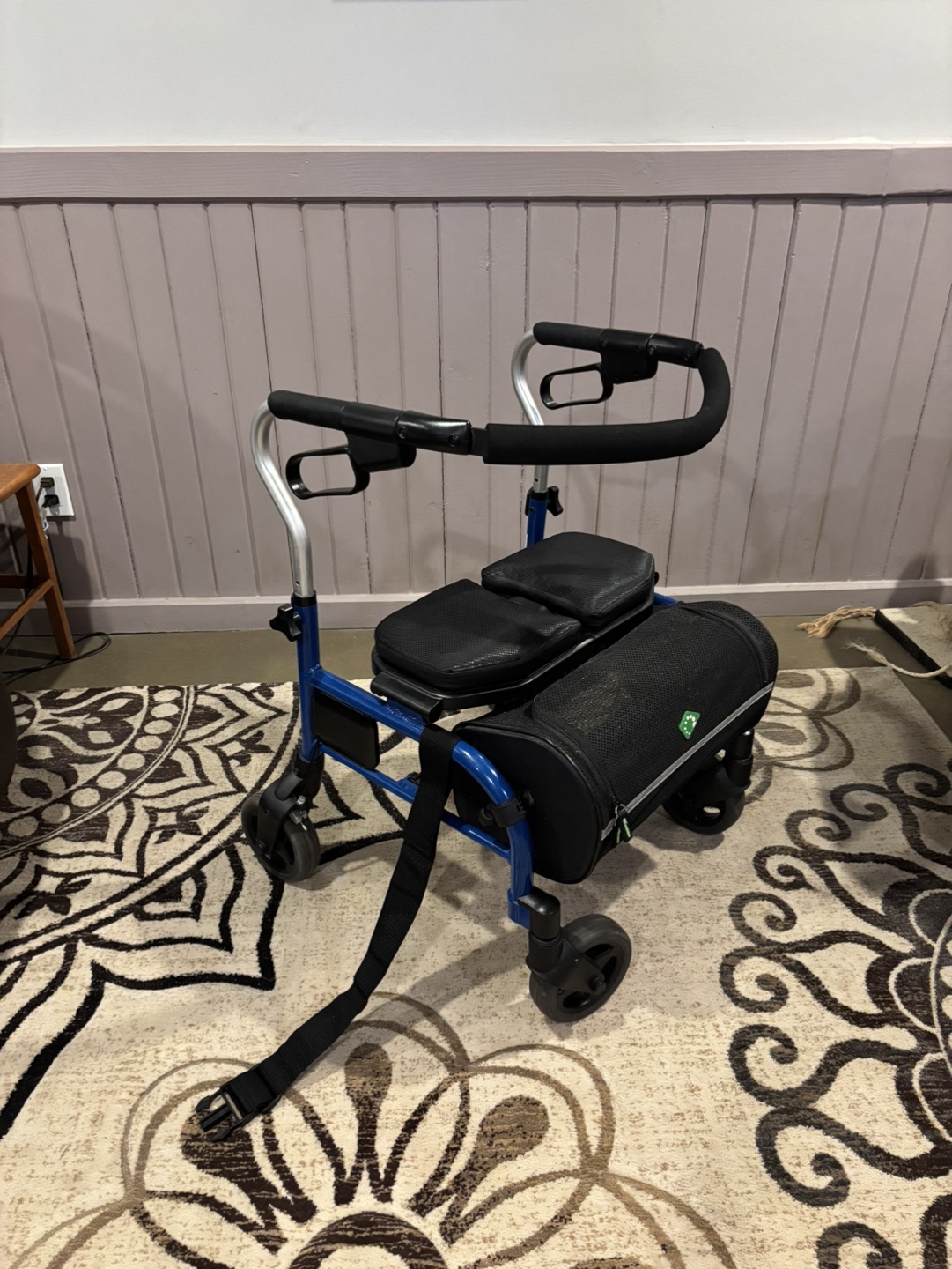 Evolution Trillium 6 Blue Folding Walker with Seat and Basket