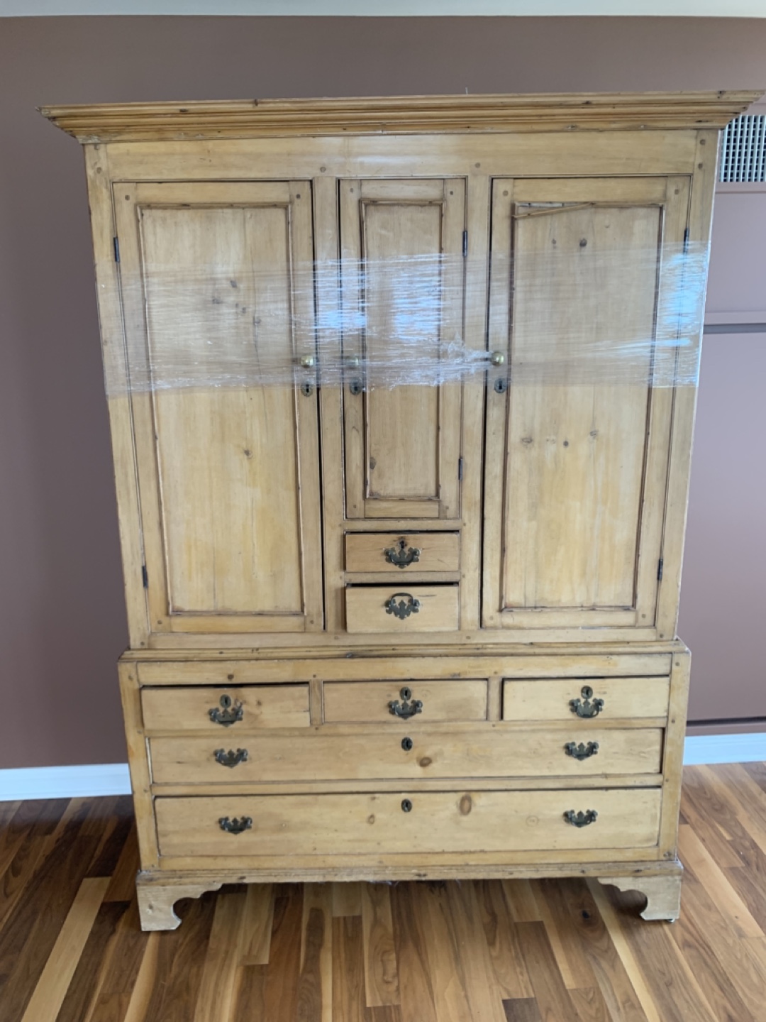 Antique Regency English Estate Pine Housekeeper's Cupboard