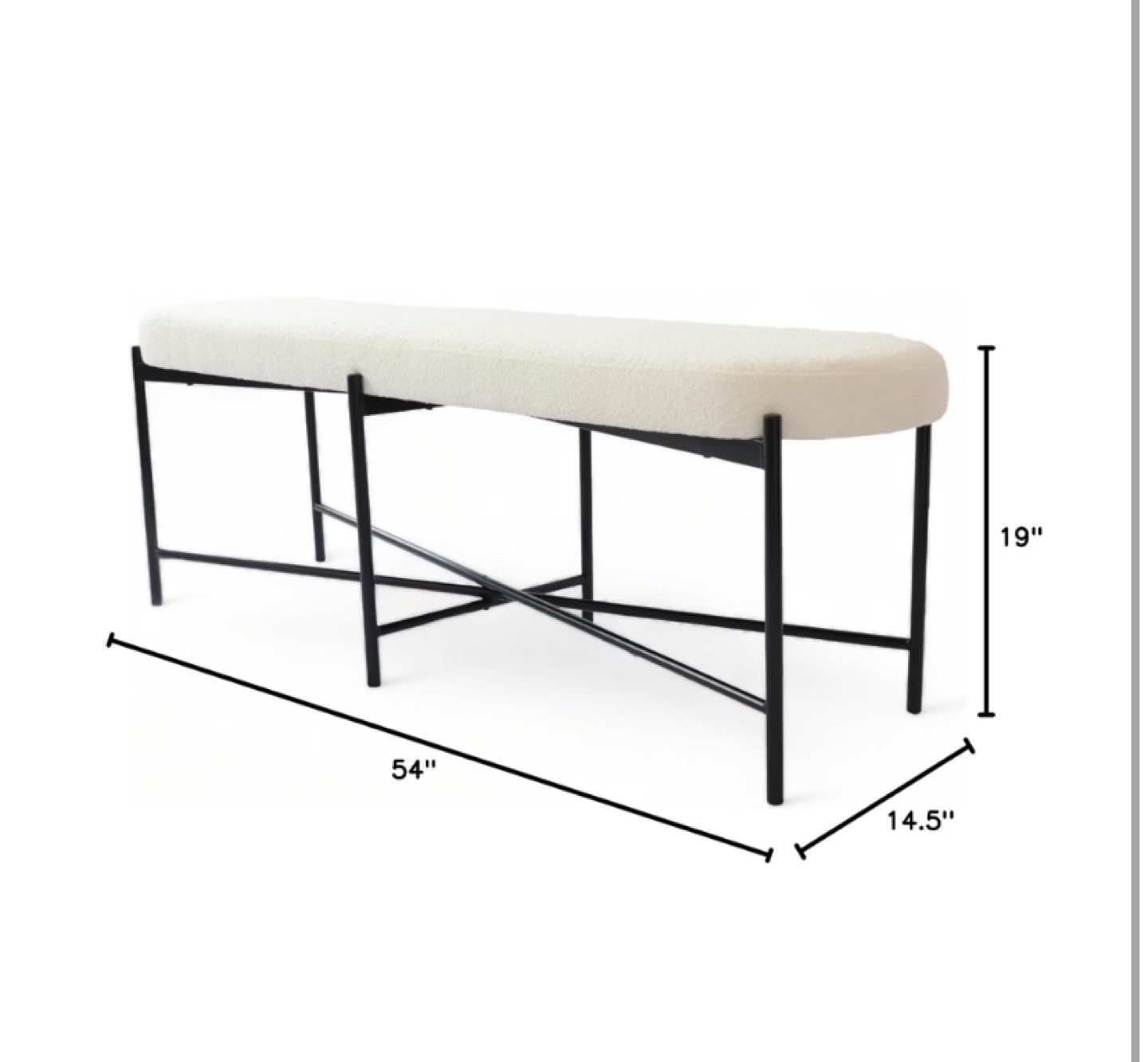 Sorbaria 54" Upholstered Boucle Accent Bench - photo 2