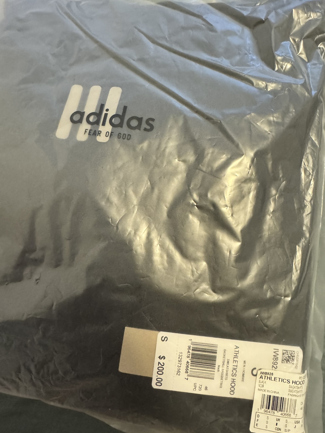Adidas Fear of God Athletics Hoodie - Size Small