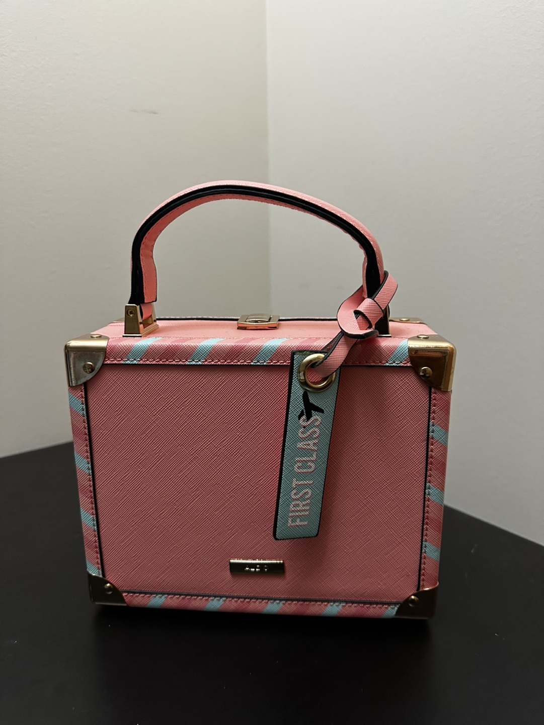 Pink Suitcase-Style Handbag with Removable Strap - photo 2