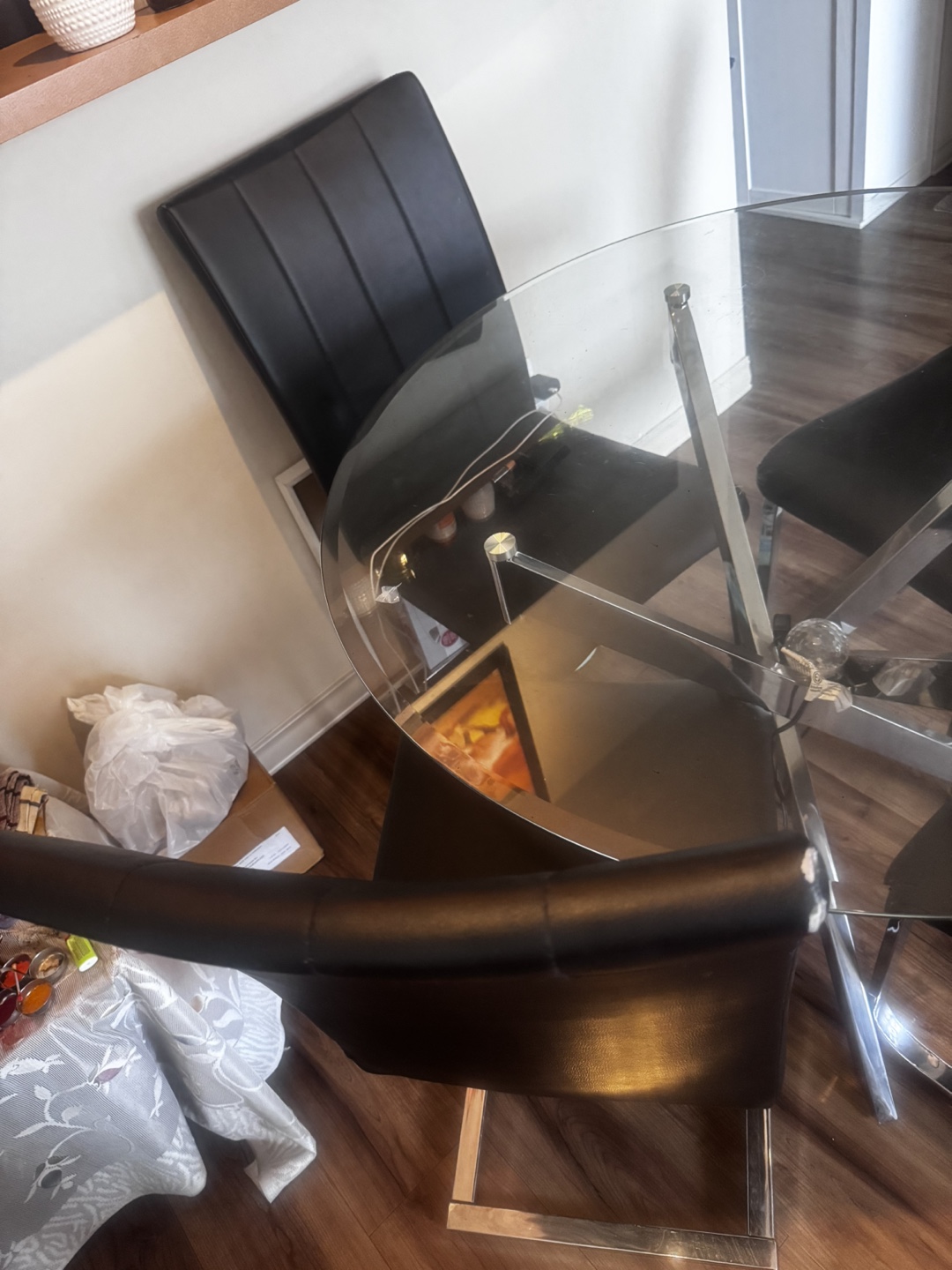 Glass Dining Table Set with 4 Black Chairs - photo 3