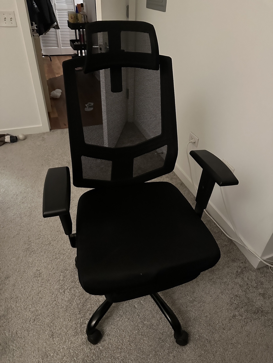 Black Mesh Office Chair with Headrest - photo 2