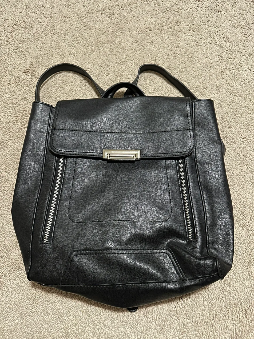 Mossimo Women Black Leather Backpack