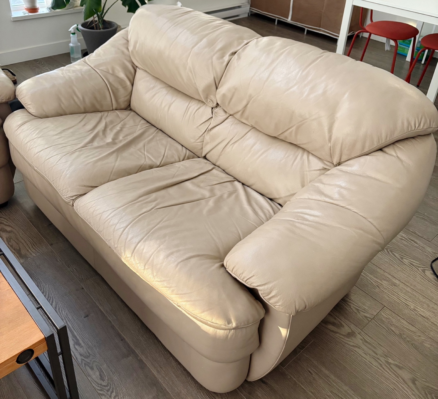 Beige Leather Sofa Set - photo 3