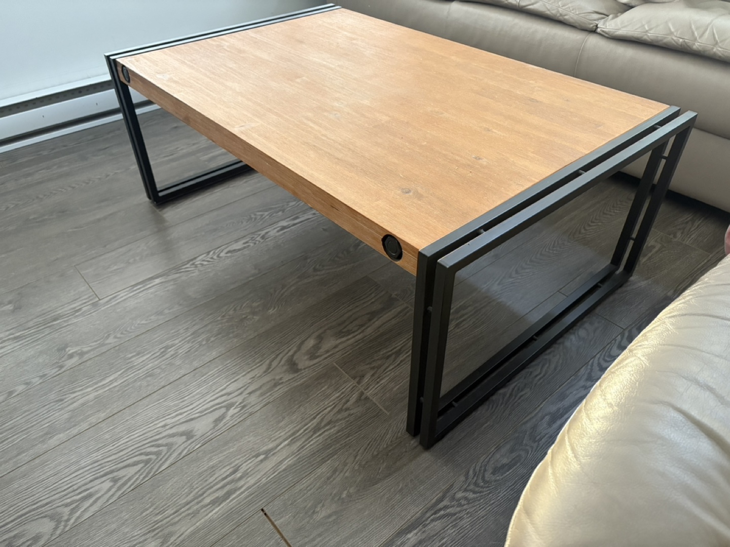 Modern Coffee Table with Wood Top and Metal Frame