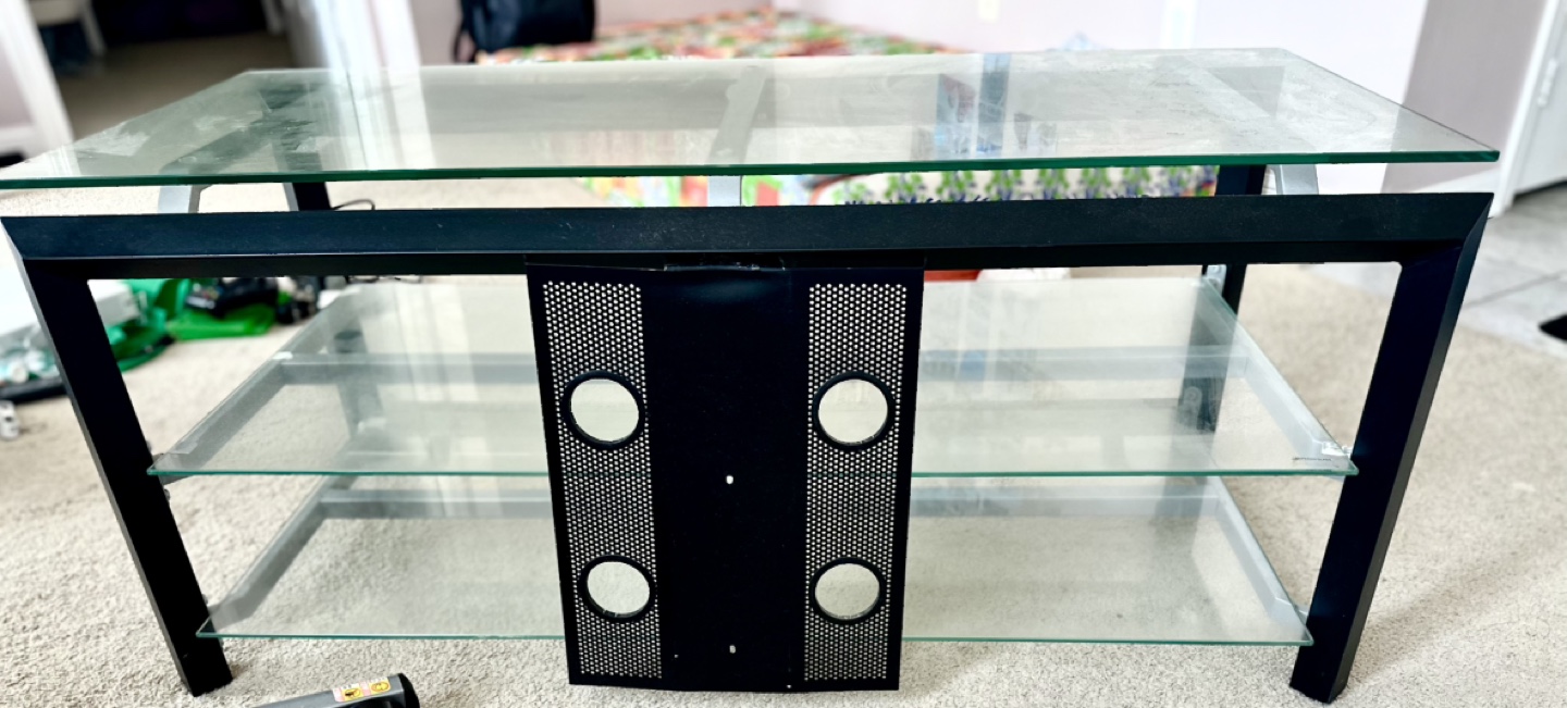 Glass TV Stand with Metal Frame - photo 3