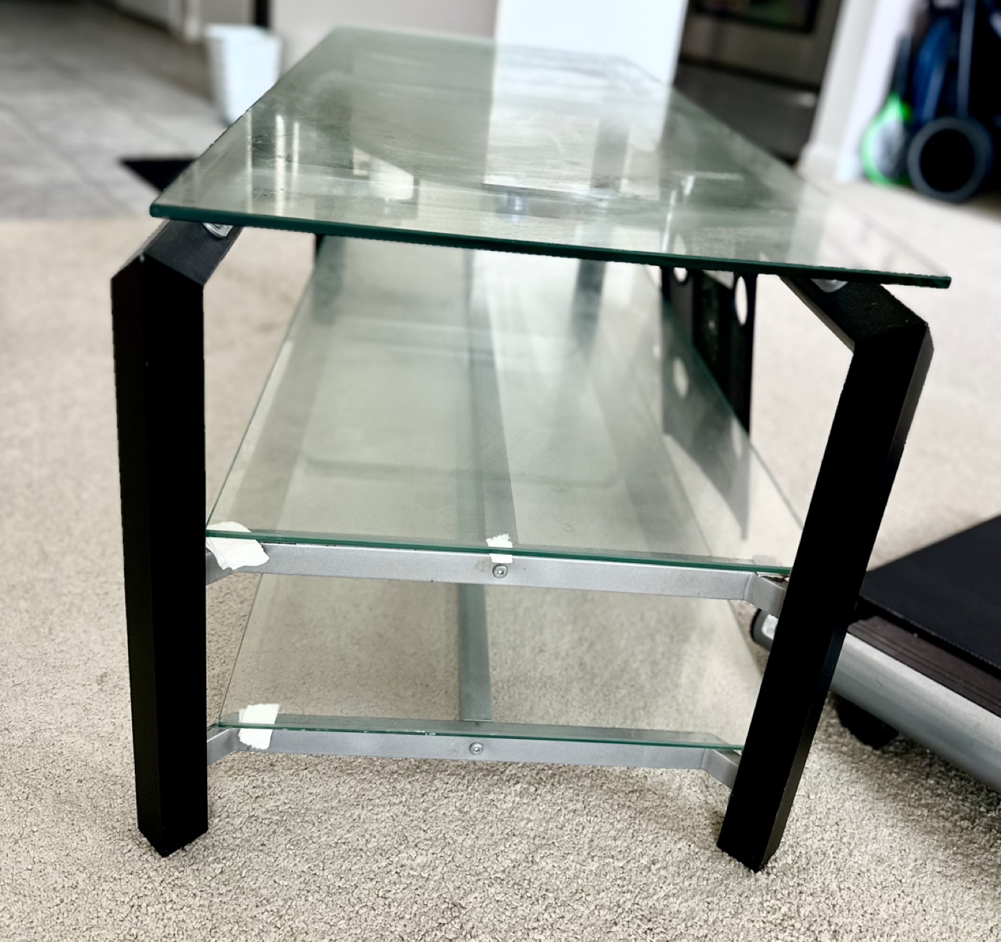 Glass TV Stand with Metal Frame - photo 2