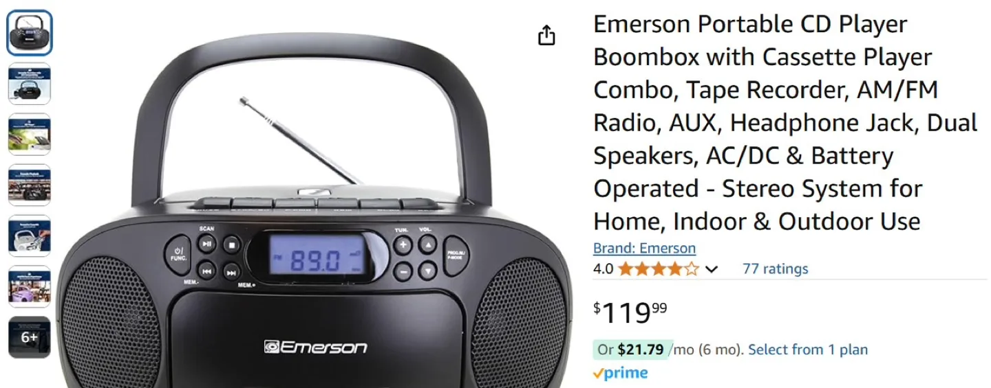 Emerson Portable CD Player Boombox image indicator(4)