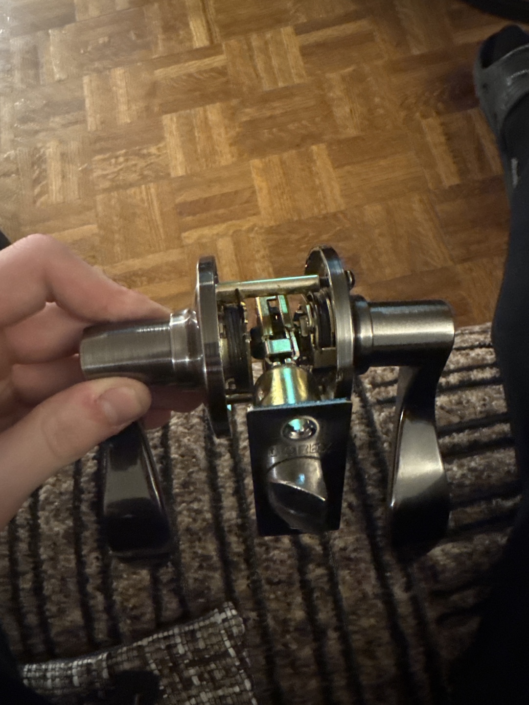 Door handle set, disassembled