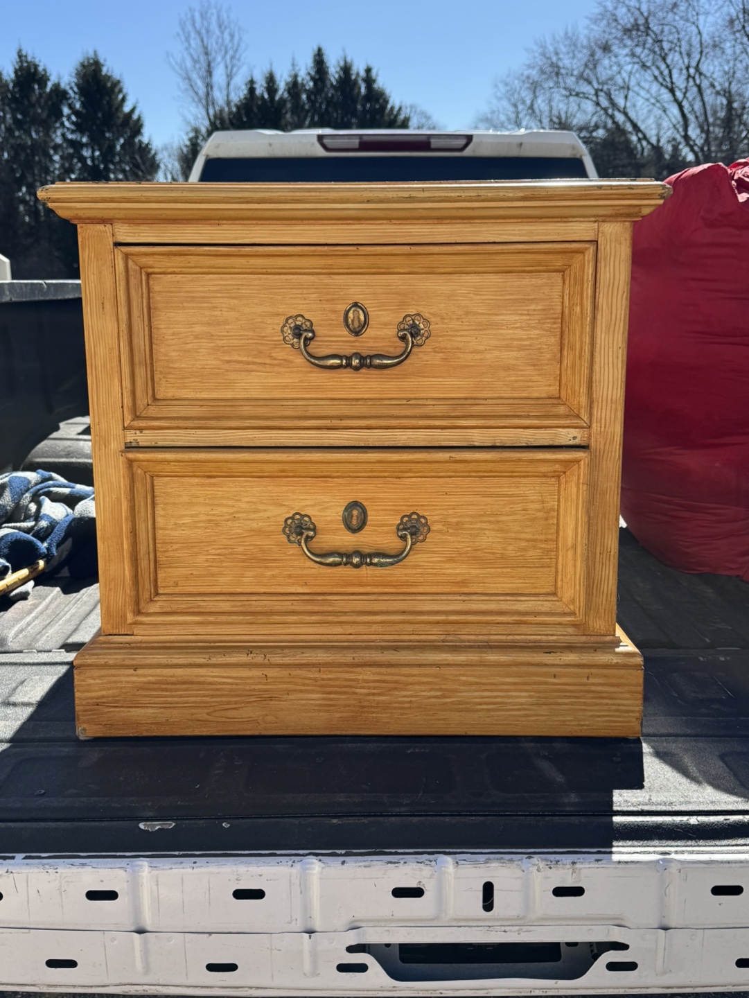 Vintage Two-Drawer Wooden Nightstand