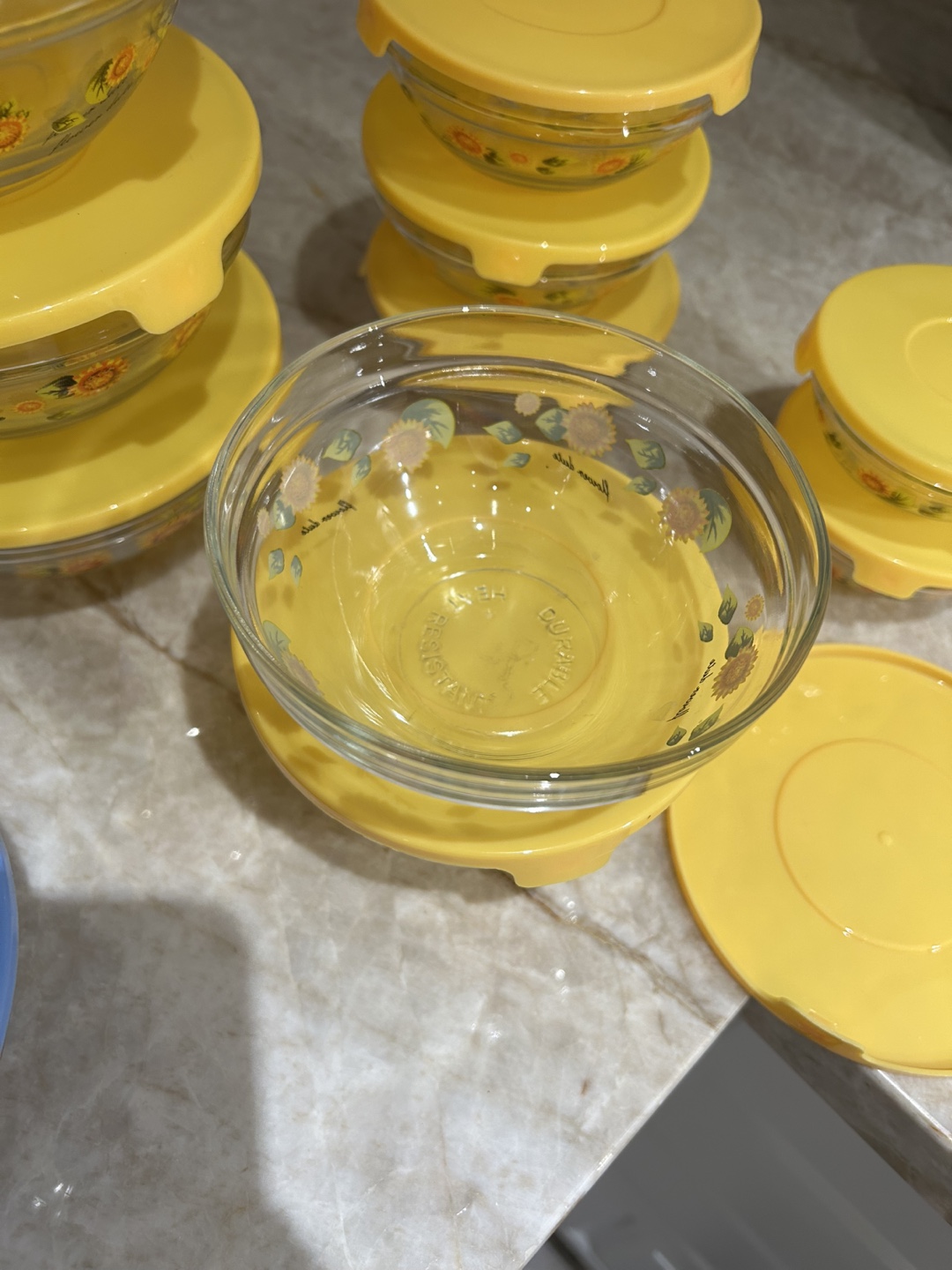 13 Glass Bowls With Lids - Sunflower Designs (Adorable) - photo 5