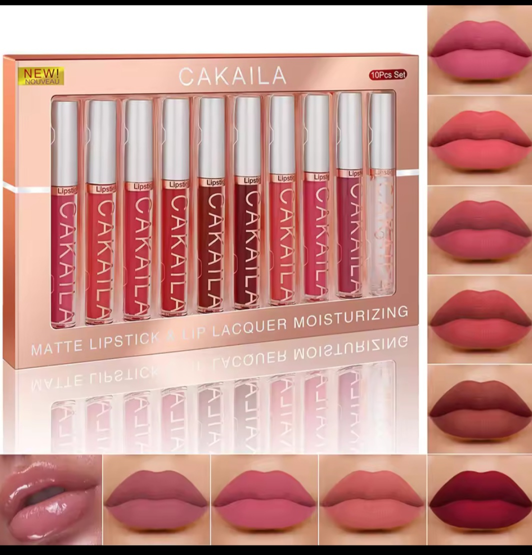 CACAILA 10 Piece Matte Lipstick & Lip Lacquer Set - photo 2