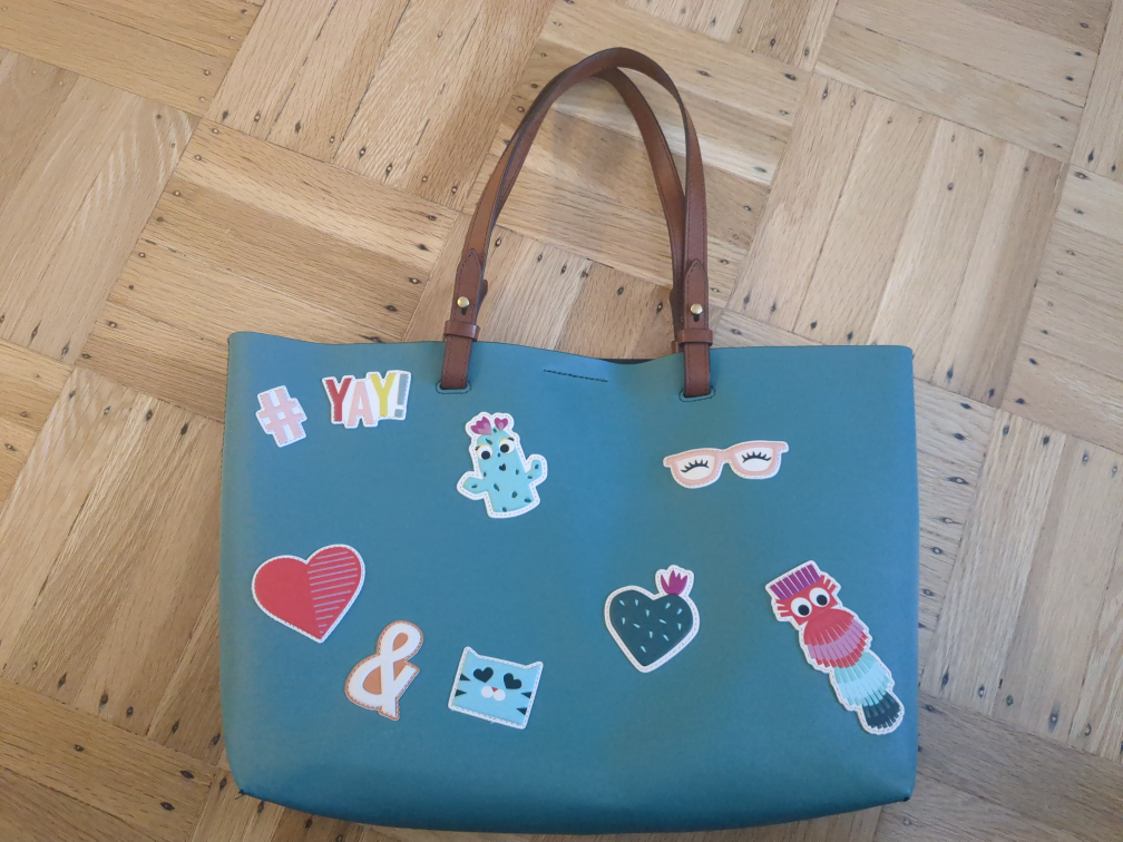 Fossil Rachel Sticker Patch Tote Bag