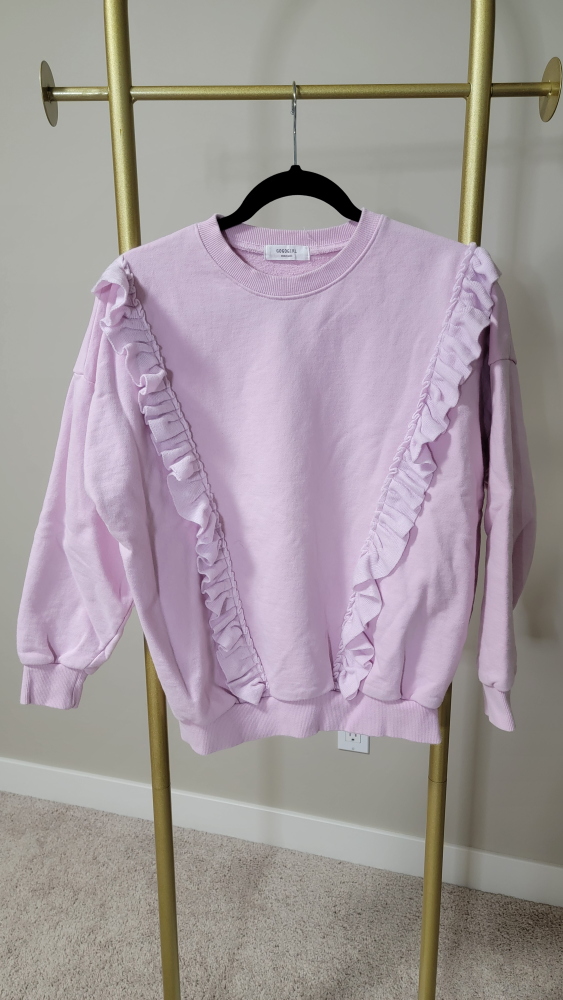 Pink Ruffle Detail Crewneck Sweatshirt - photo 3
