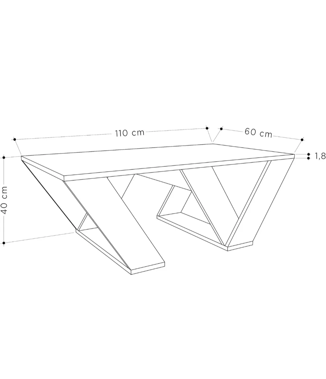 Modern White Coffee Table with Unique V-Shaped Legs image indicator(3)