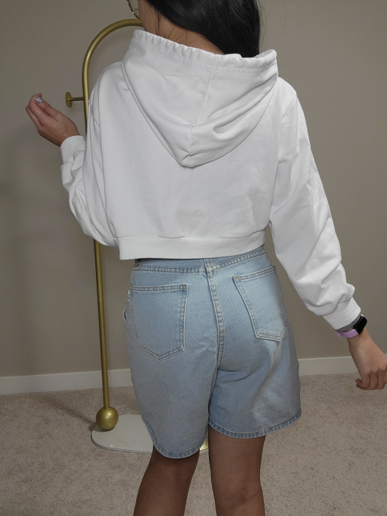 Adorable White Cropped Hoodie - photo 2