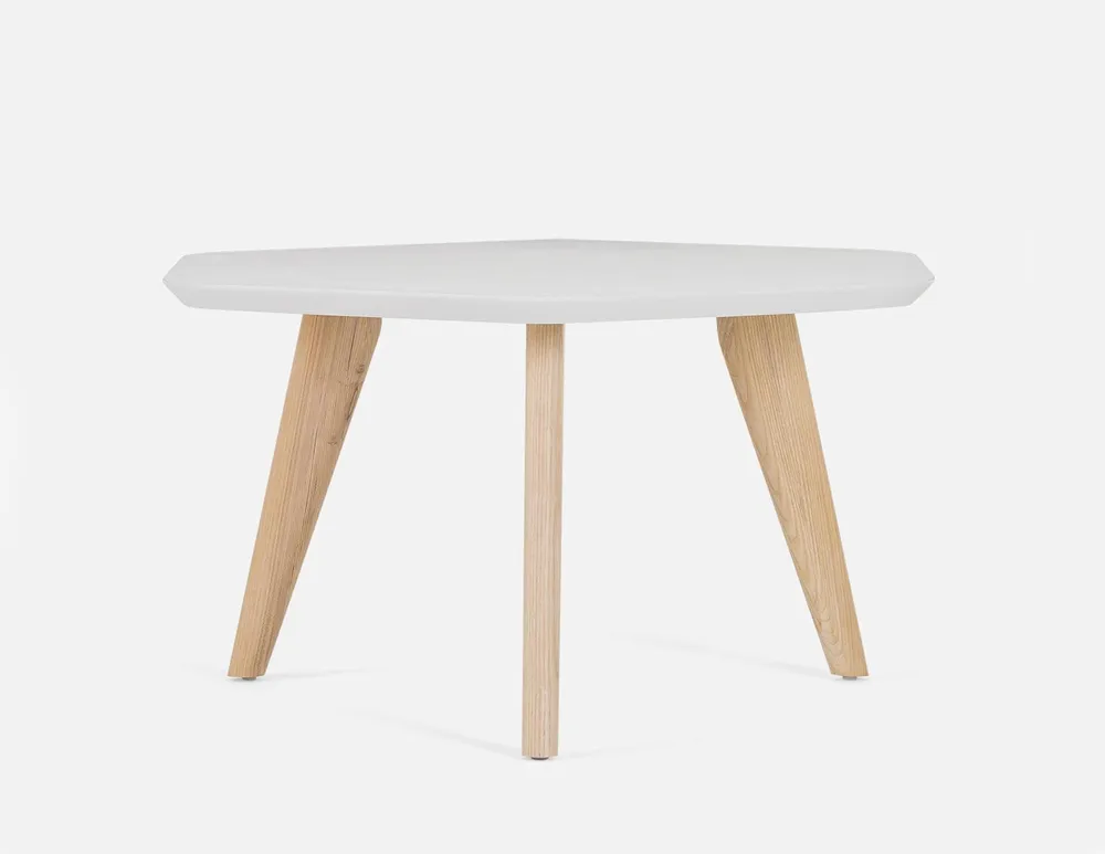 Structube Elton White and Wood Hexagon Coffee Table