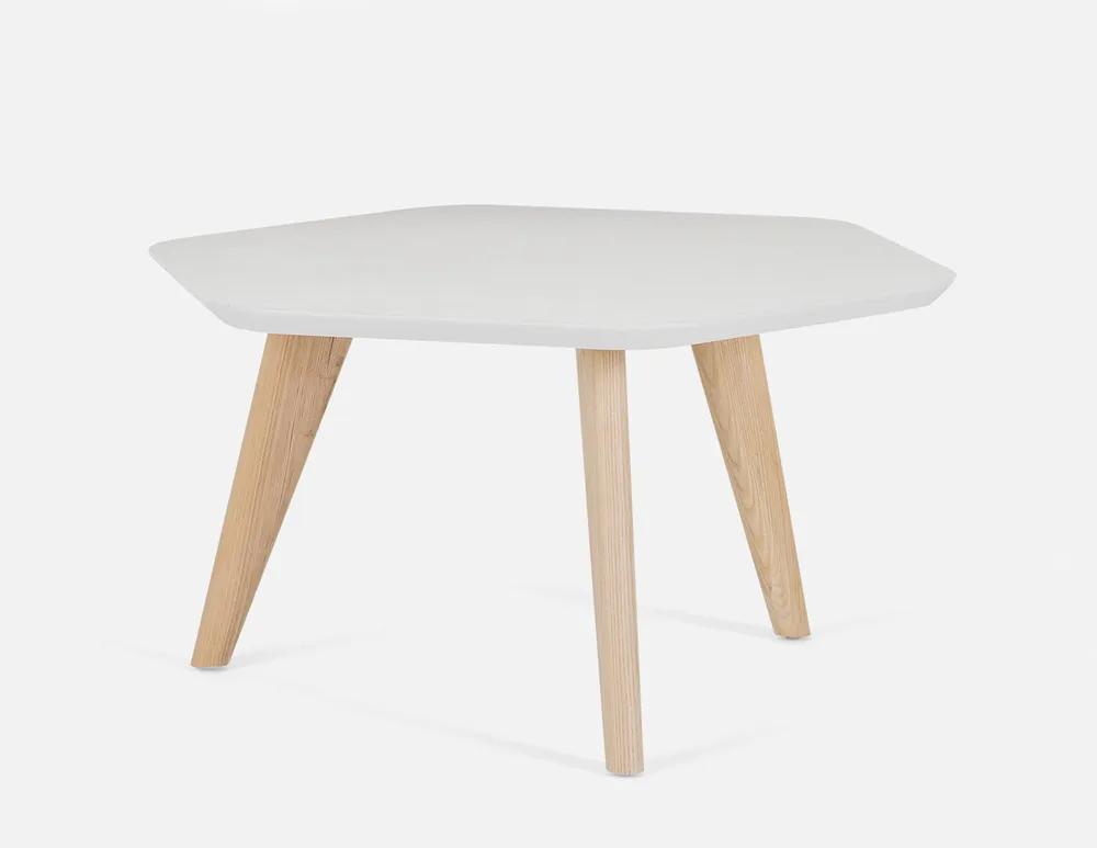 Structube Elton White and Wood Hexagon Coffee Table - photo 2