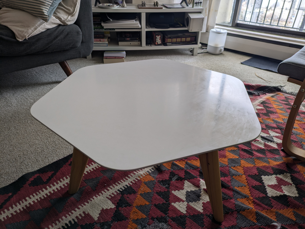 Structube Elton White and Wood Hexagon Coffee Table - photo 3