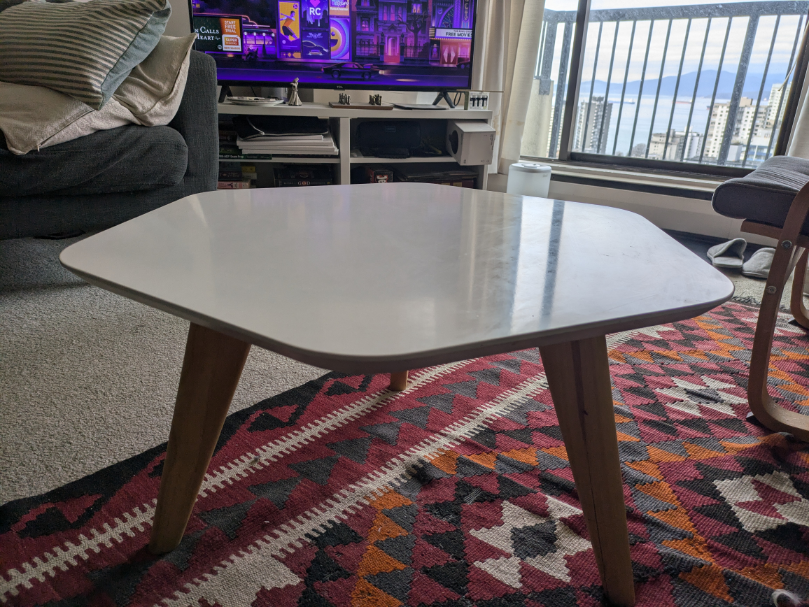 Structube Elton White and Wood Hexagon Coffee Table - photo 5