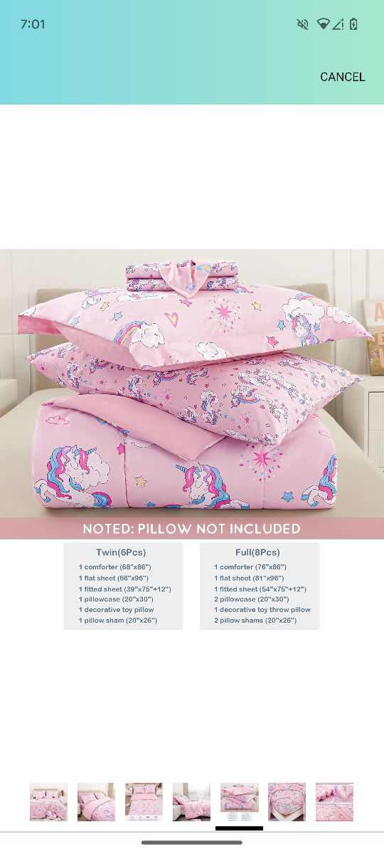 Mooreeke Unicorn Twin Comforter Bed Set & Mermaid Tail Blanket - photo 4