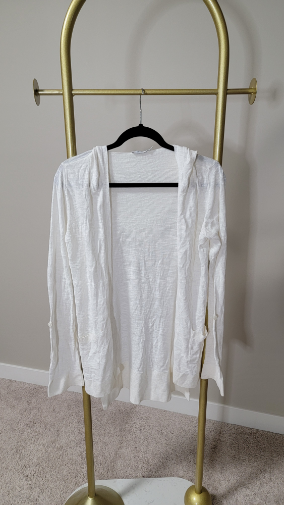 Women's White Hooded Cardigan Sweater - photo 3