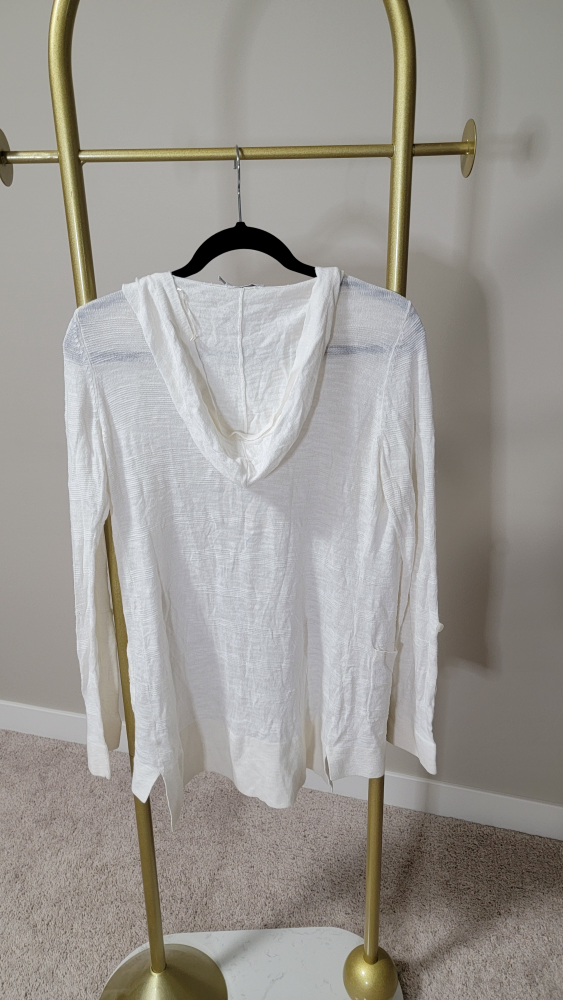 Women's White Hooded Cardigan Sweater - photo 4