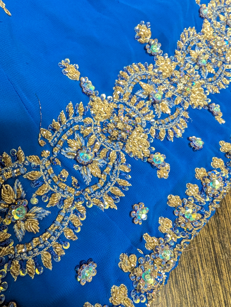 Gorgeous Blue and Gold Embroidered Indian Lengha - photo 4