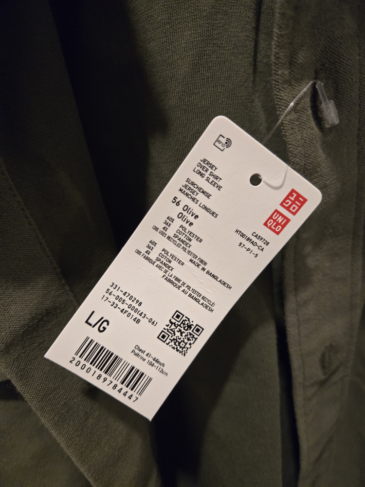 UNIQLO Men's Olive Green Jersey Overshirt - Long Sleeve - photo 3
