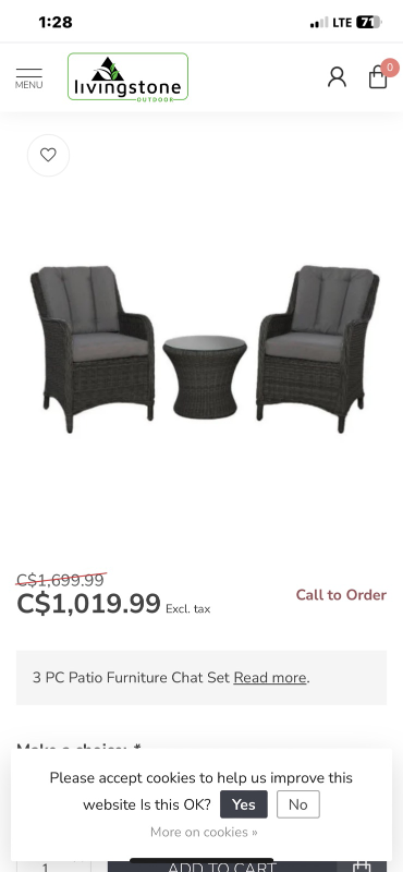 Livingstone Outdoor 3-Piece Patio Furniture Set