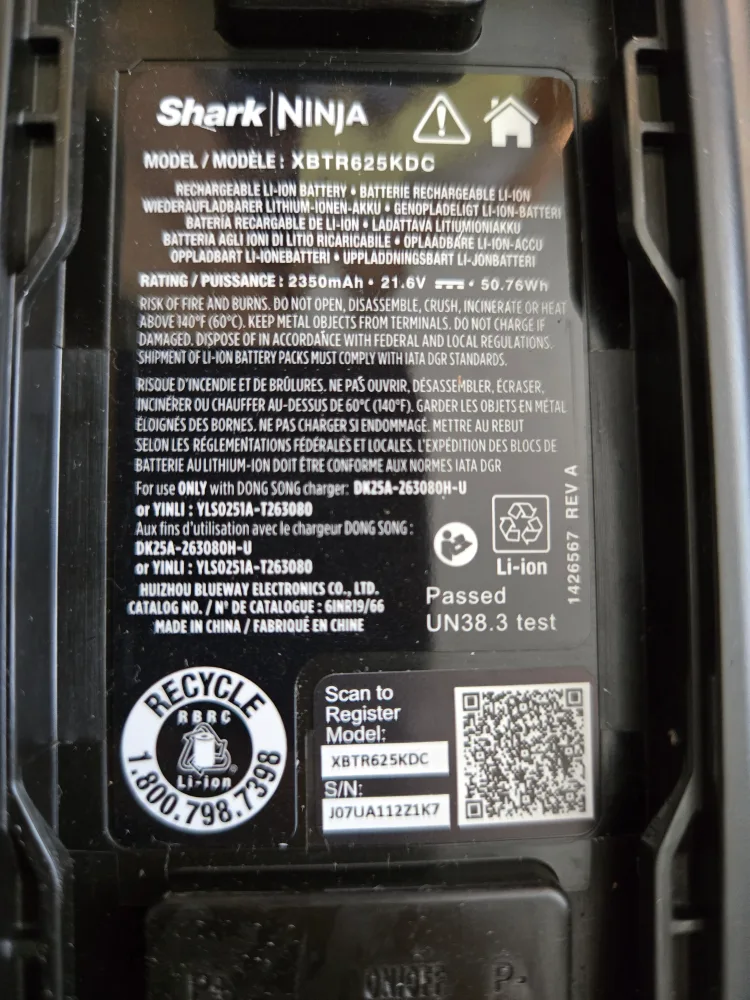 BN SharkNinja XVT8625KDc Charging battery pack image indicator(3)