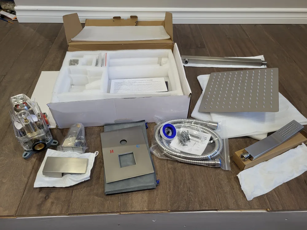 New Brushed Nickel Rainfall Shower Faucet System image indicator(5)