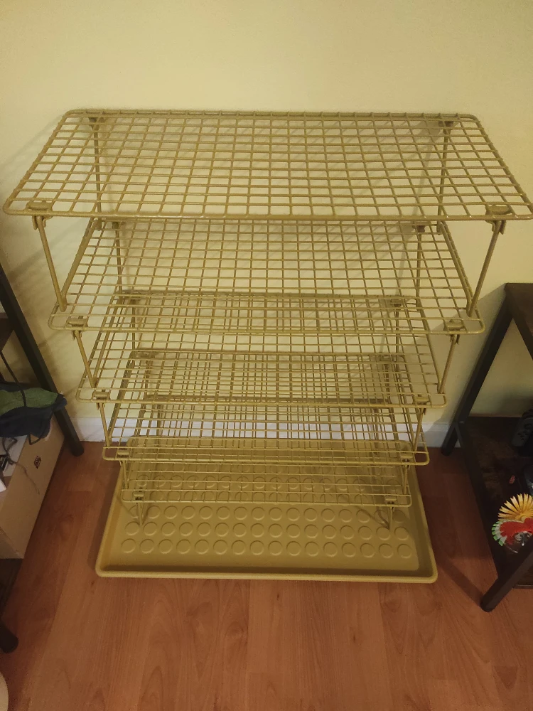 Vintage Mustard Yellow Metal 5-Tier Shoe Rack