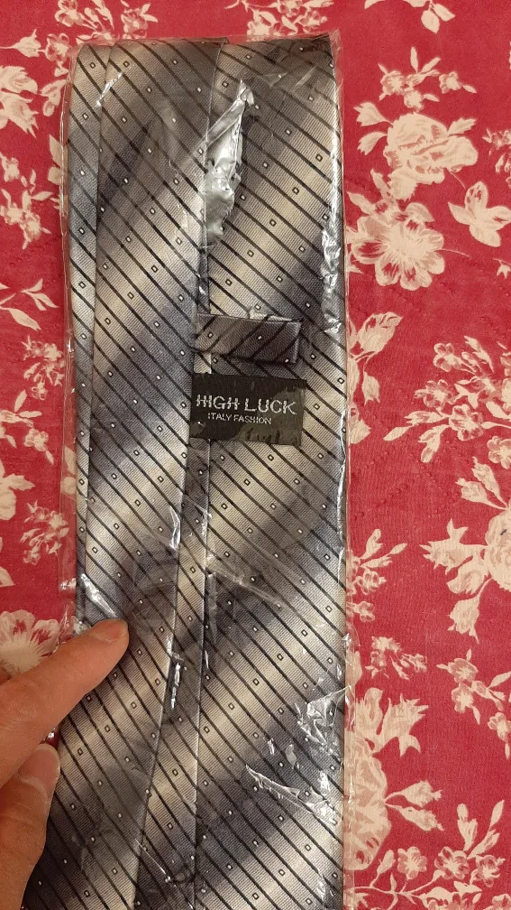 Men's Grey and Black Striped Tie - New with Tags image indicator(2)