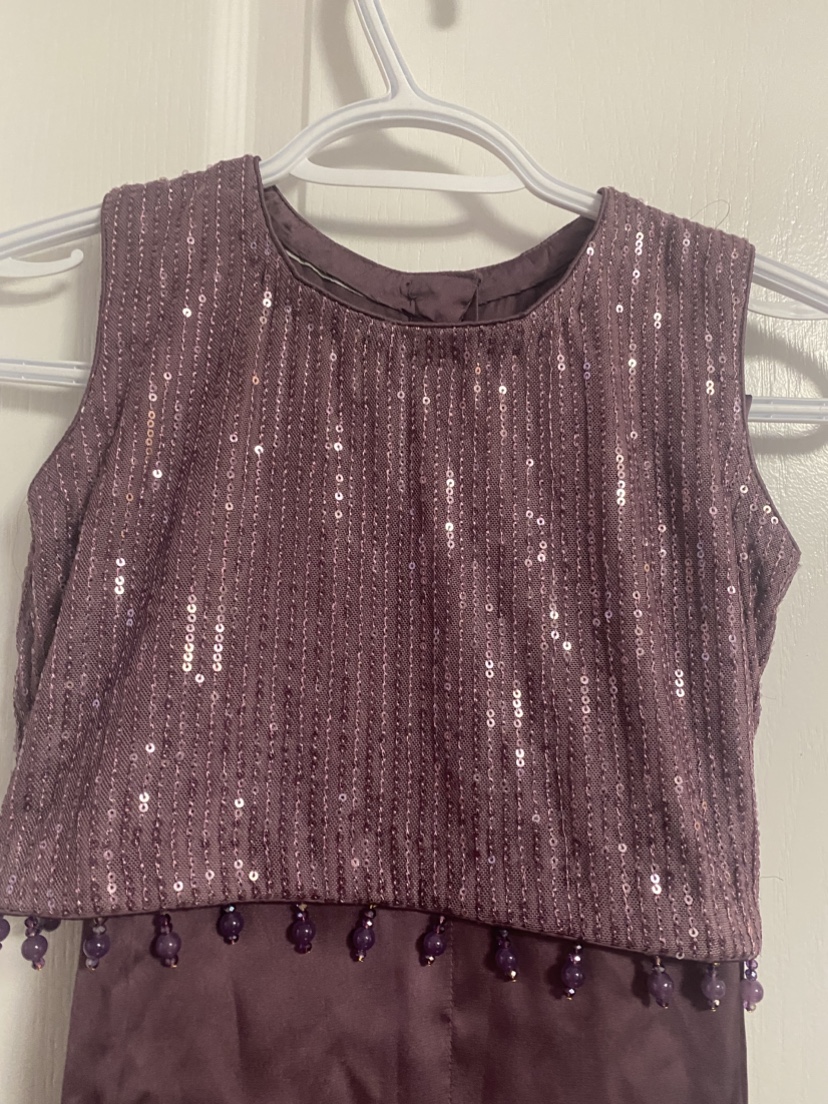 Gorgeous mauve sequinned girls' three piece suit