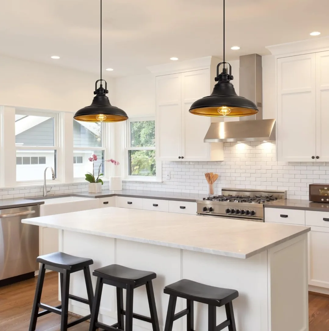 Modern Black Farmhouse Pendant Lights – Set of 3 image indicator(3)