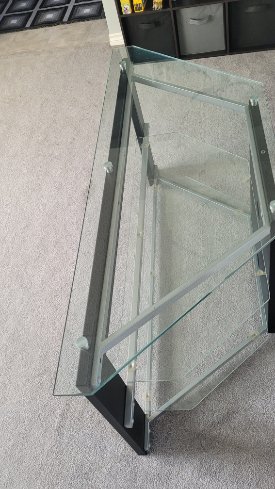 Corner TV Stand with Glass Shelves - photo 4