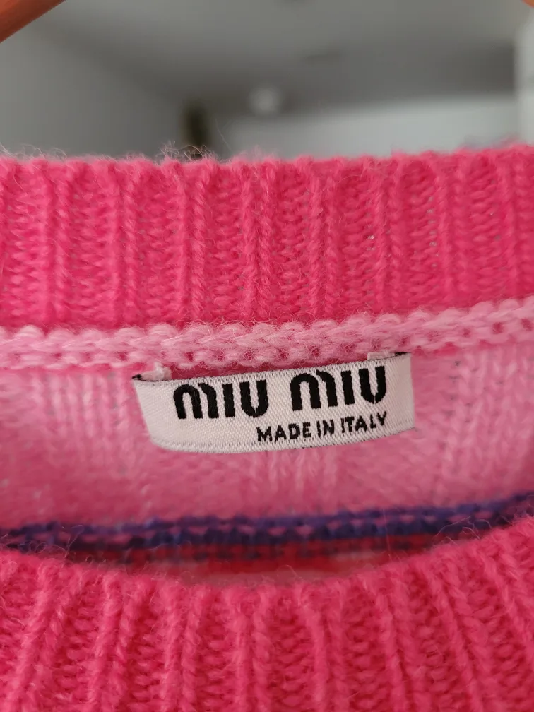 Miu Miu Pink Knit Sweater Size 40 image indicator(2)